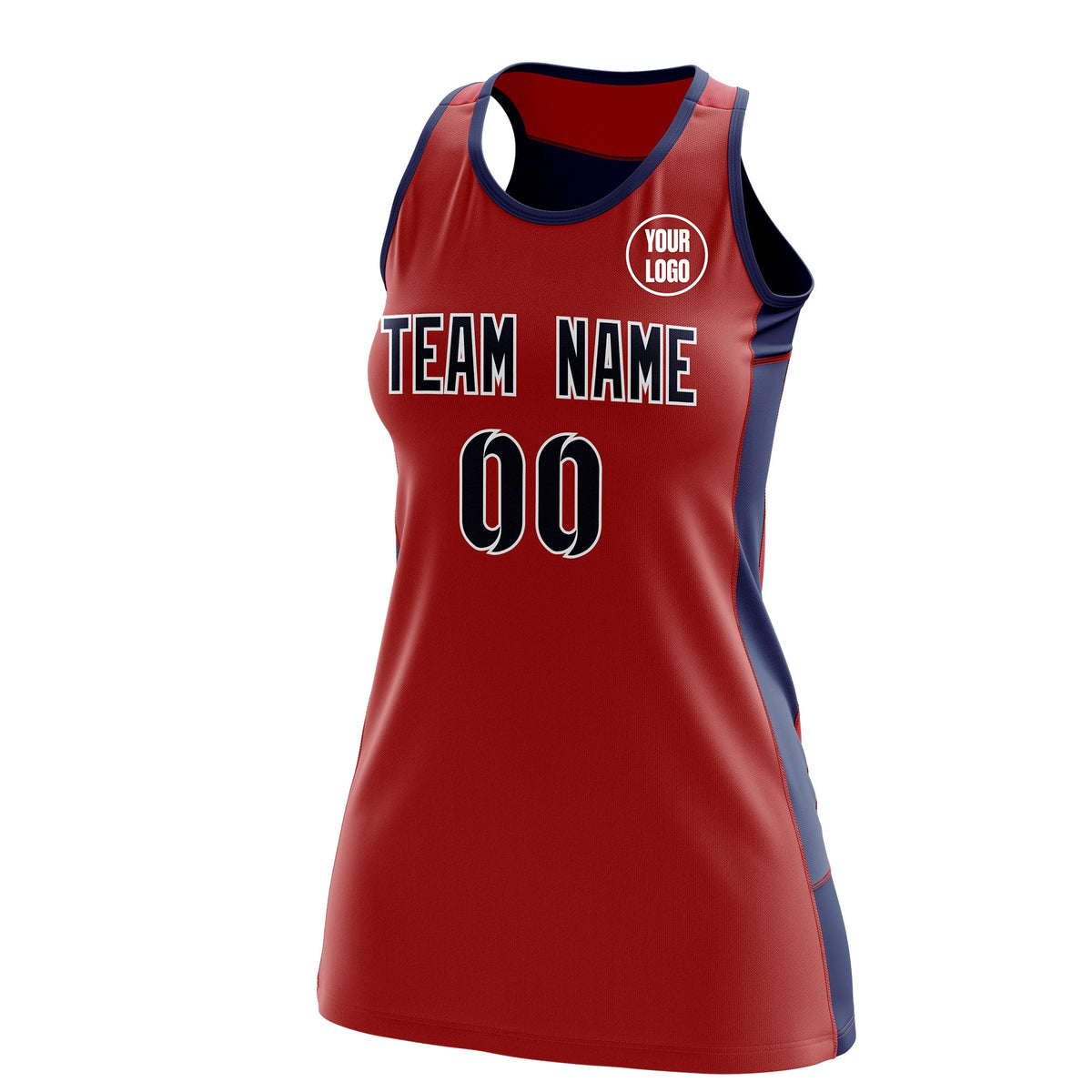 Custom Netball Dress | Red Navy Classic Style Two-Tone Professional Team Uniforms