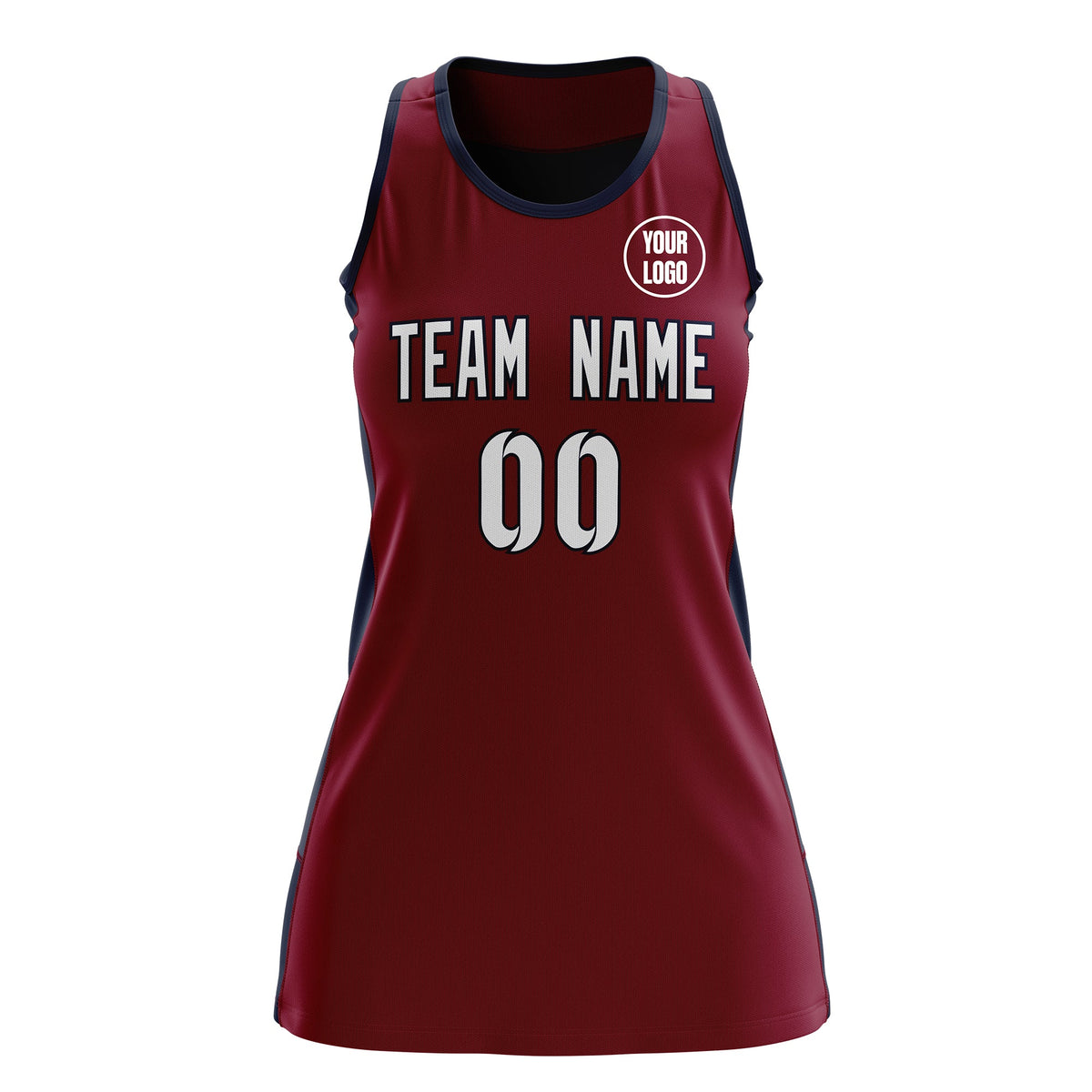Custom Netball Dress | Crimson Navy Classic Style Two-Tone Breathable Performance Sportswear