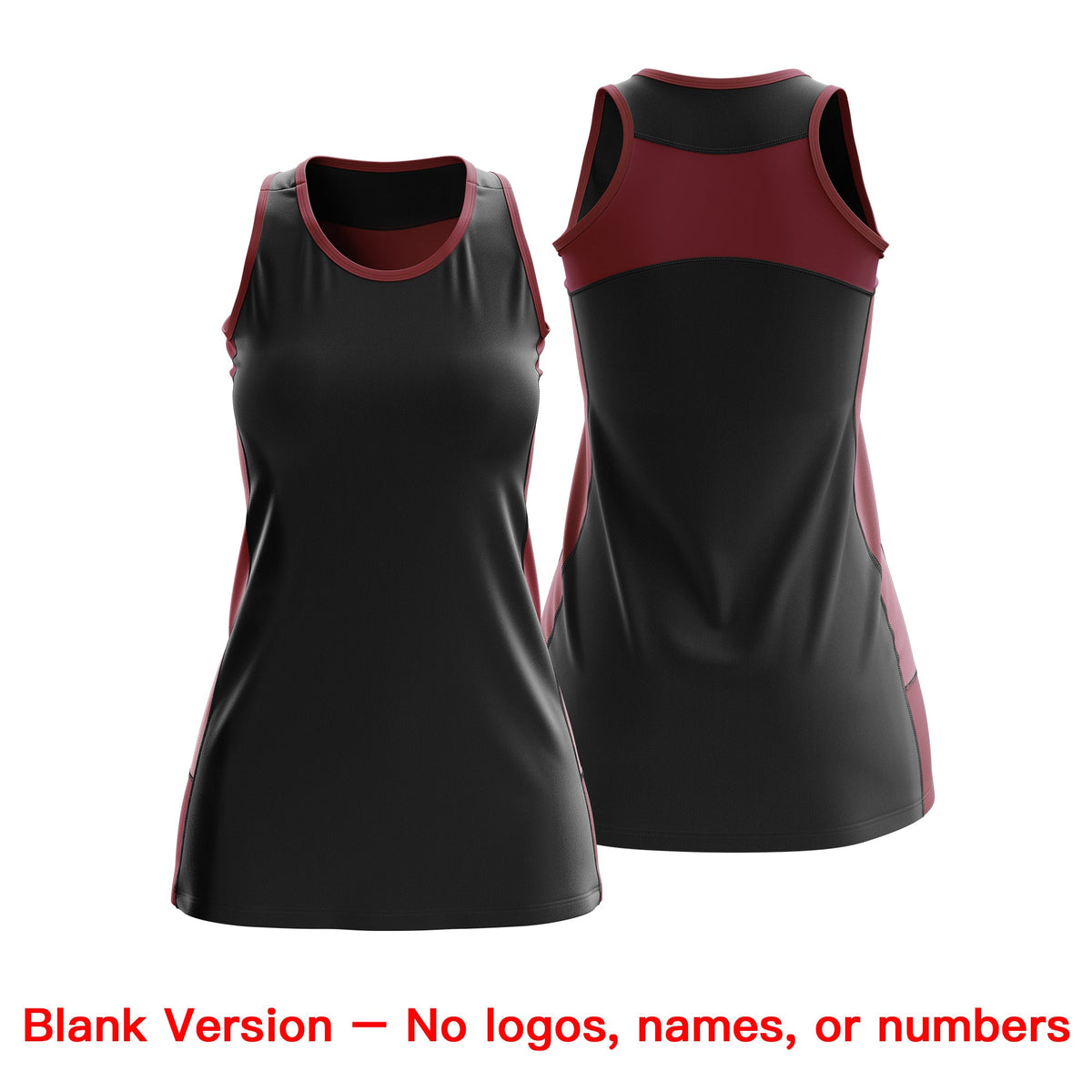 Custom Netball Dress | Black Crimson Classic Style Two-Tone Professional Team Uniforms