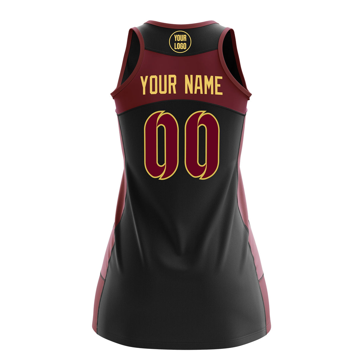 Custom Netball Dress | Black Crimson Classic Style Two-Tone Professional Team Uniforms