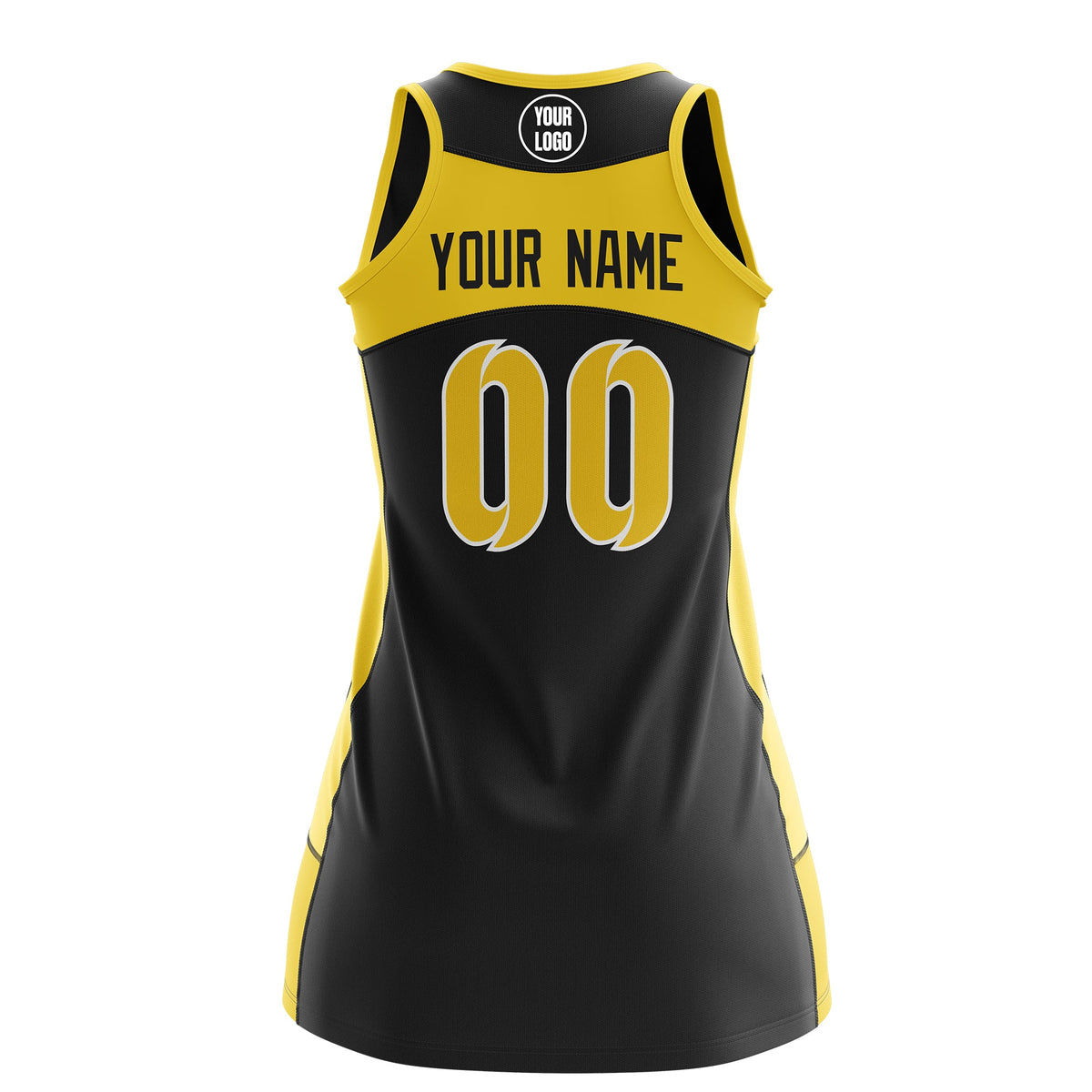 Custom Netball Dress | Black Gold Classic Style Two-Tone Match Day Uniform