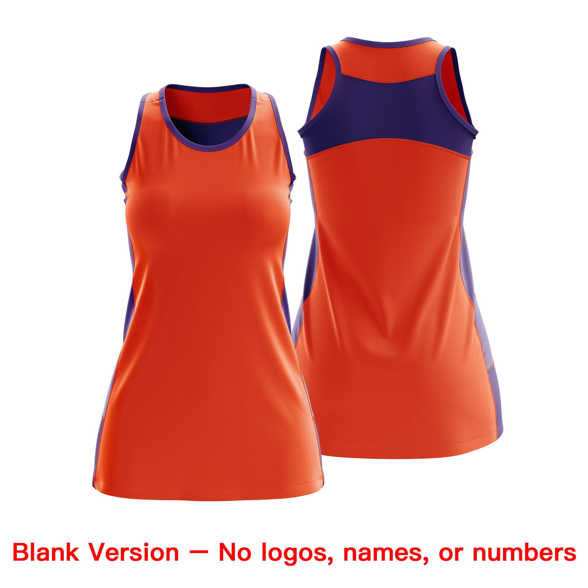 Custom Netball Dress | Orange Purple Classic Style Two-Tone Professional Team Uniforms