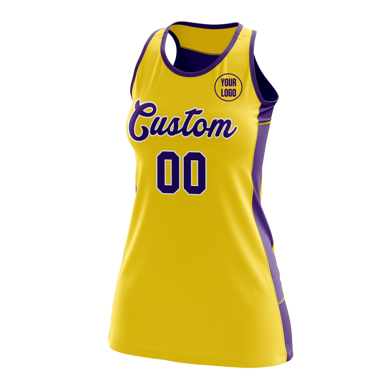 Custom Netball Dress | Gold Purple Classic Style Two-Tone Match Day Uniform