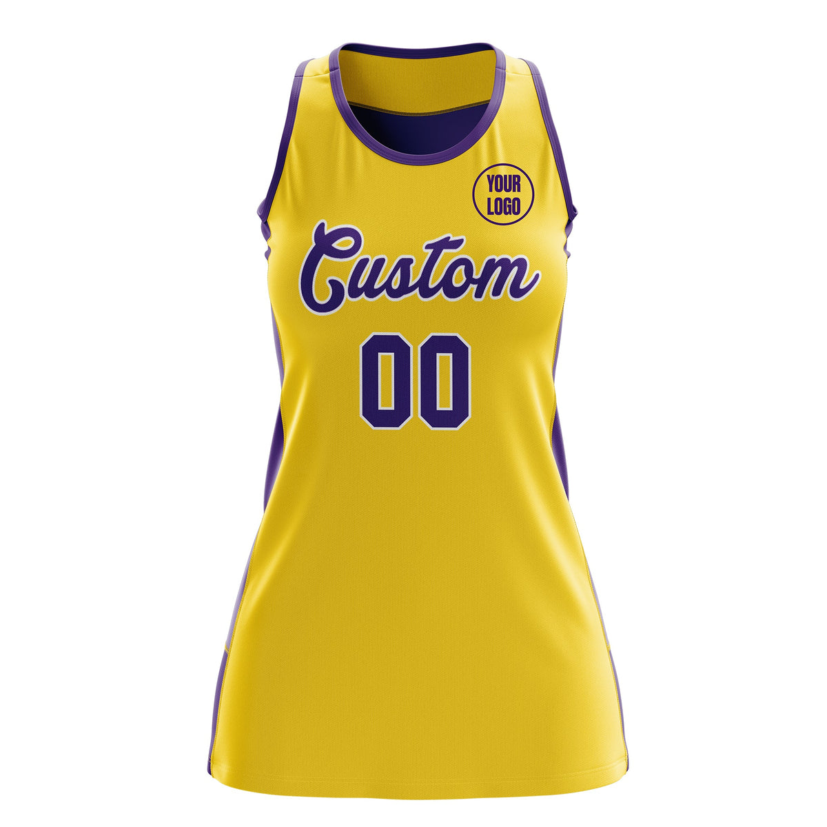 Custom Netball Dress | Gold Purple Classic Style Two-Tone Match Day Uniform