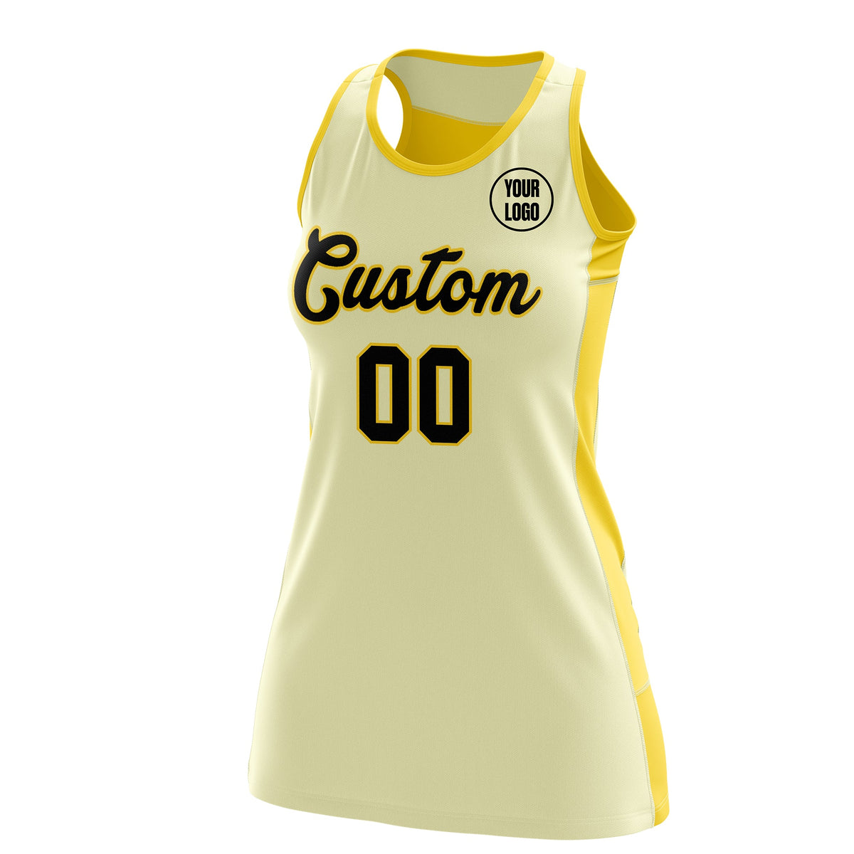 Custom Netball Dress | Cream Gold Classic Style Two-Tone Match Day Uniform