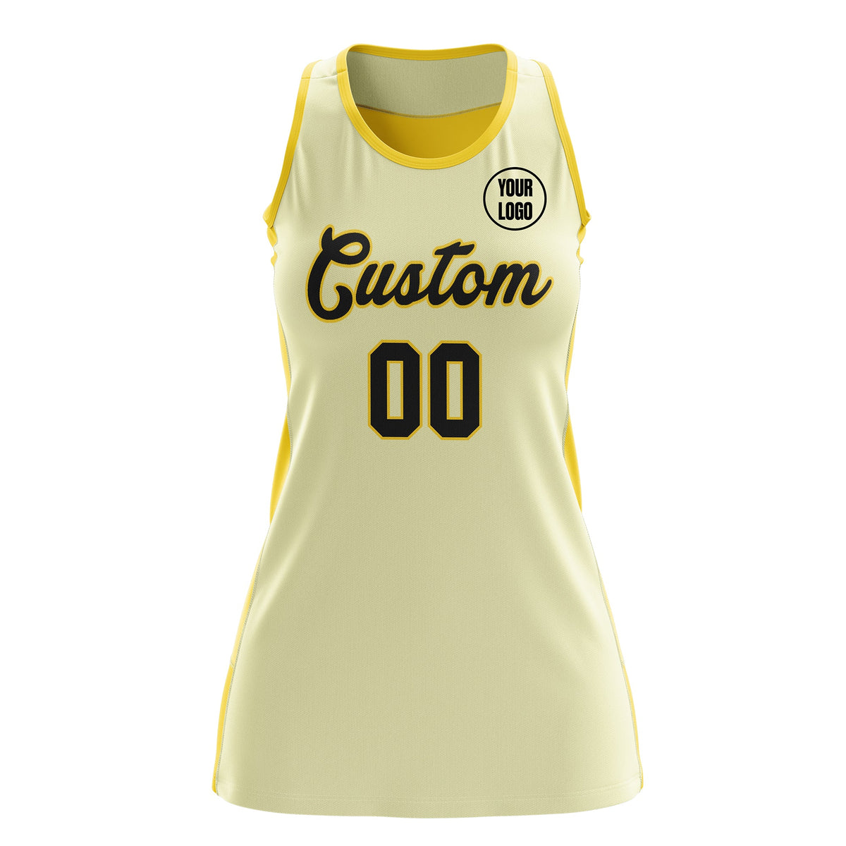 Custom Netball Dress | Cream Gold Classic Style Two-Tone Match Day Uniform