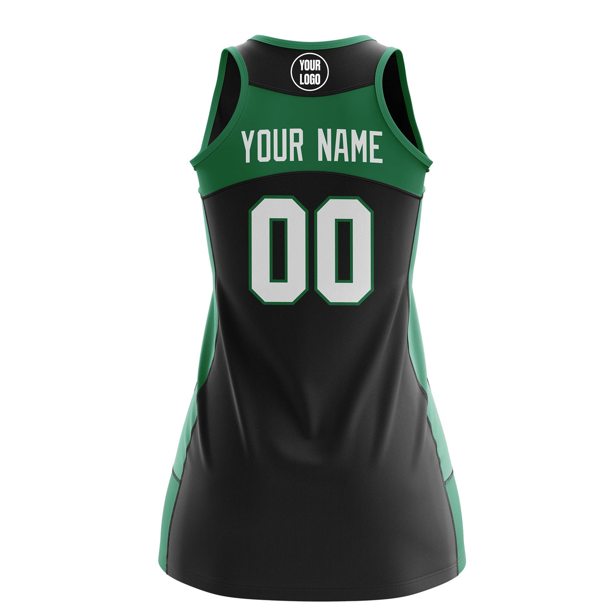 Custom Netball Dress | Black Kelly Green Classic Style Two-Tone Match Day Uniform