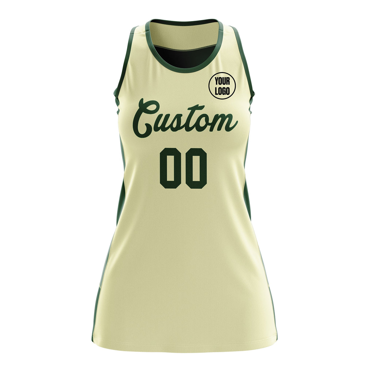 Custom Netball Dress | Cream Green Classic Style Two-Tone Breathable Performance Sportswear