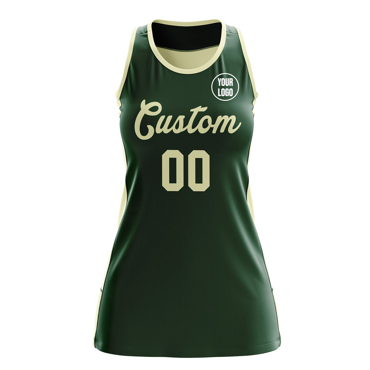 Custom Netball Dress | Green Cream Classic Style Two-Tone Match Day Uniform