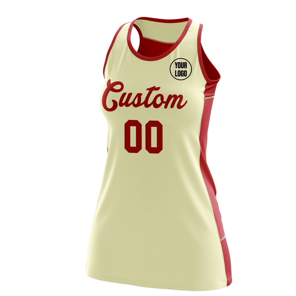 Custom Netball Dress | Cream Red Classic Style Two-Tone Breathable Performance Sportswear