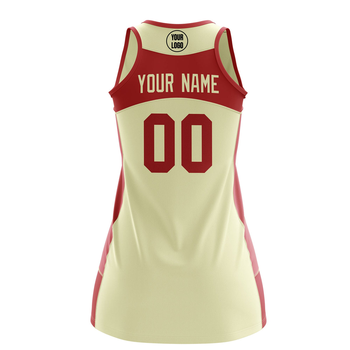 Custom Netball Dress | Cream Red Classic Style Two-Tone Breathable Performance Sportswear