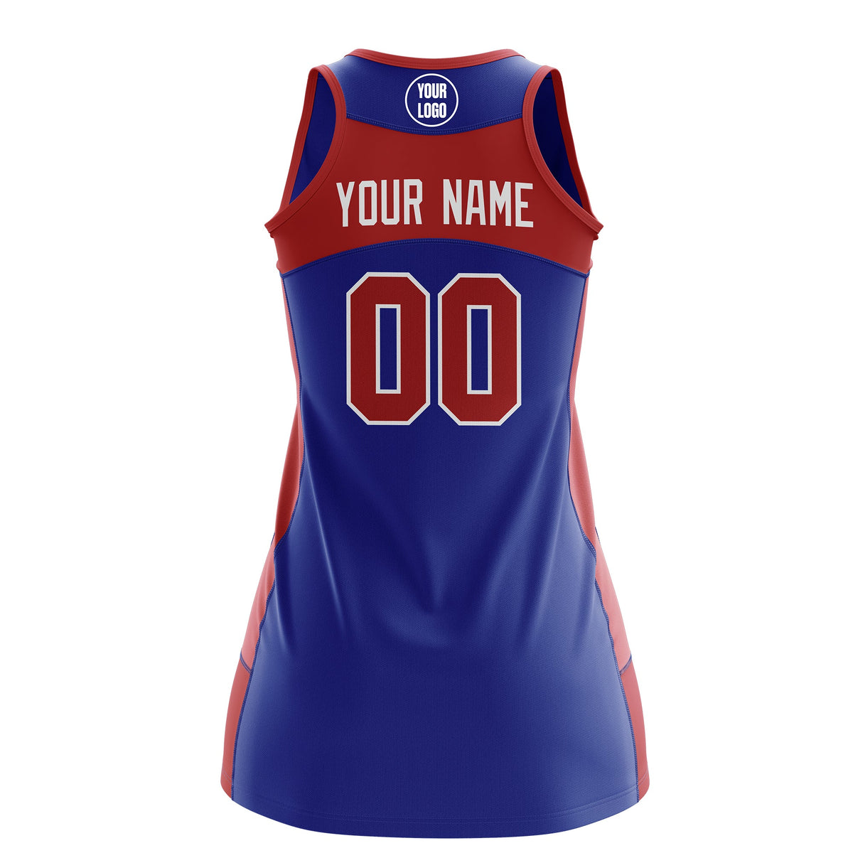 Custom Netball Dress | Royal Blue Red Classic Style Two-Tone Professional Team Uniforms