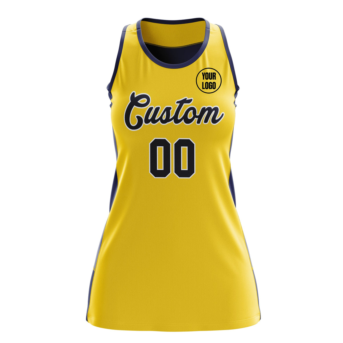Custom Netball Dress | Gold Navy Classic Style Two-Tone Professional Team Uniforms