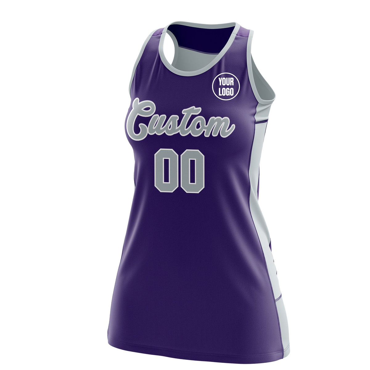 Custom Netball Dress | Purple Silver Classic Style Two-Tone Breathable Performance Sportswear