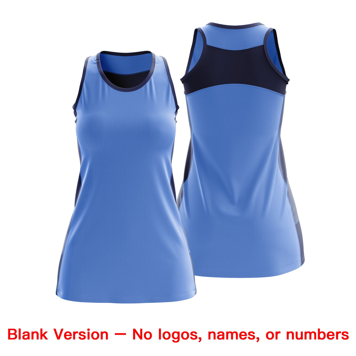 Custom Netball Dress | Powder Blue Navy Classic Style Two-Tone Breathable Performance Sportswear