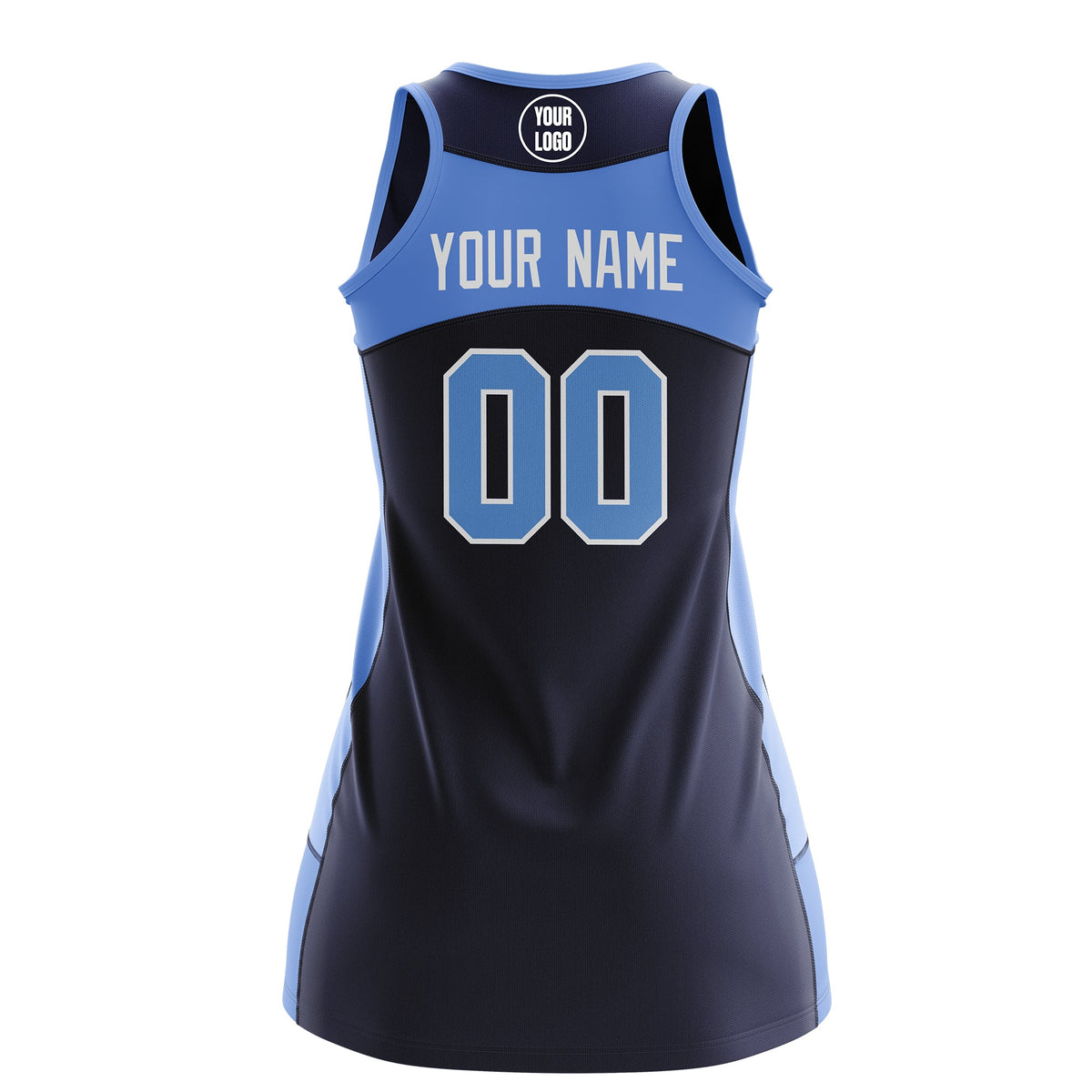 Custom Netball Dress | Navy Powder Blue Classic Style Two-Tone Professional Team Uniforms