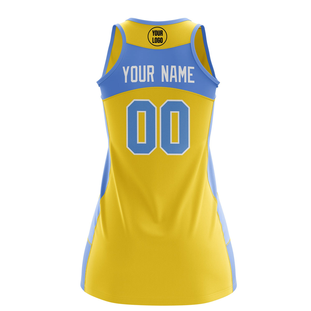 Custom Netball Dress | Gold Powder Blue Classic Style Two-Tone Breathable Performance Sportswear
