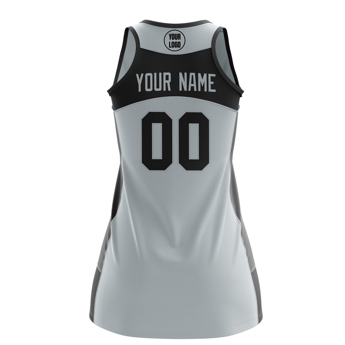 Custom Netball Dress | Silver Black Classic Style Two-Tone Match Day Uniform