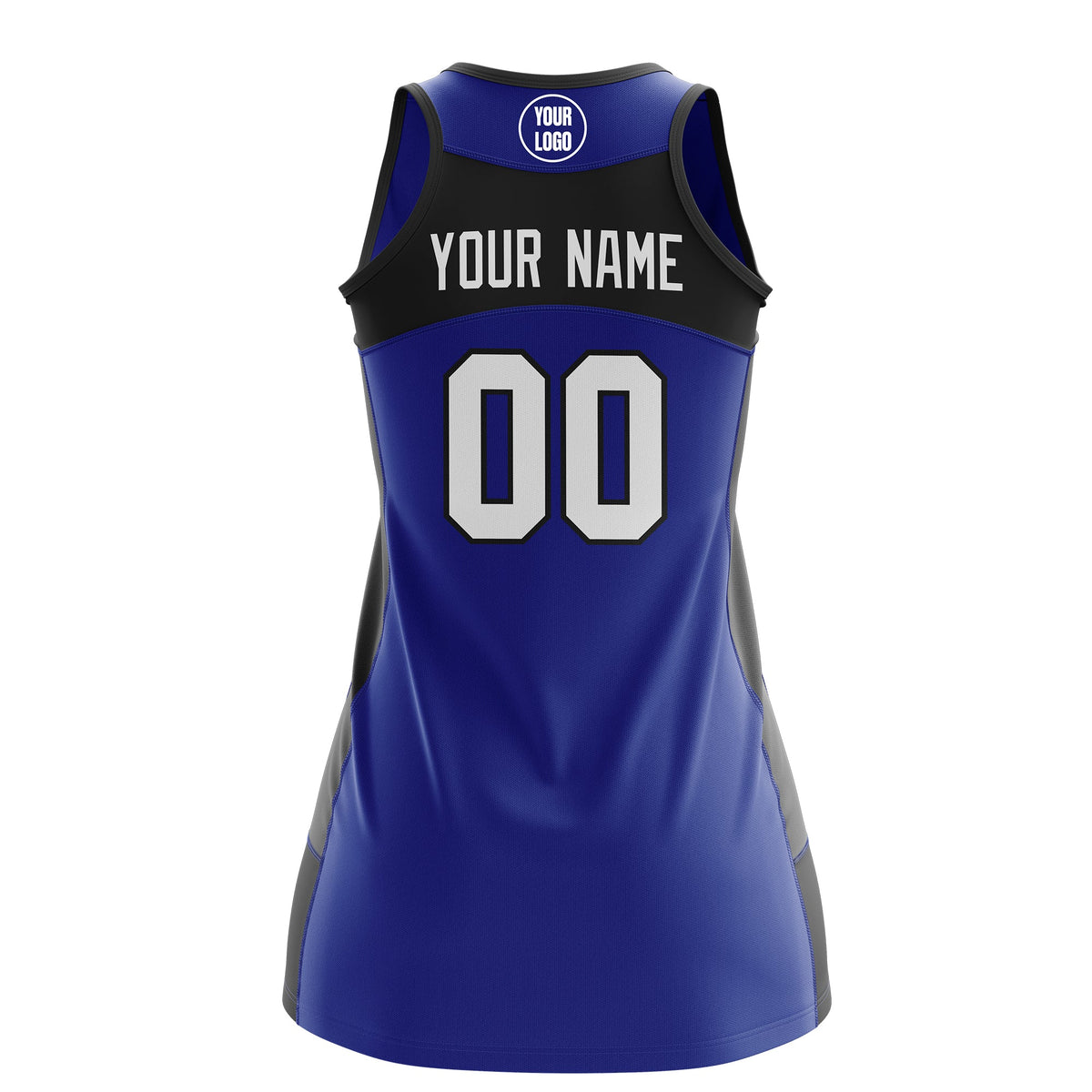 Custom Netball Dress | Royal Blue Black Classic Style Two-Tone Match Day Uniform