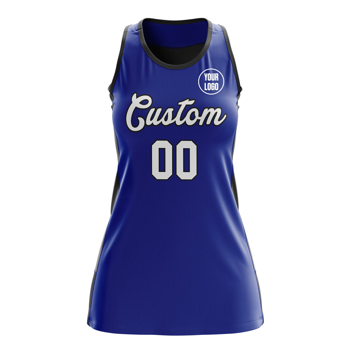 Custom Netball Dress | Royal Blue Black Classic Style Two-Tone Match Day Uniform