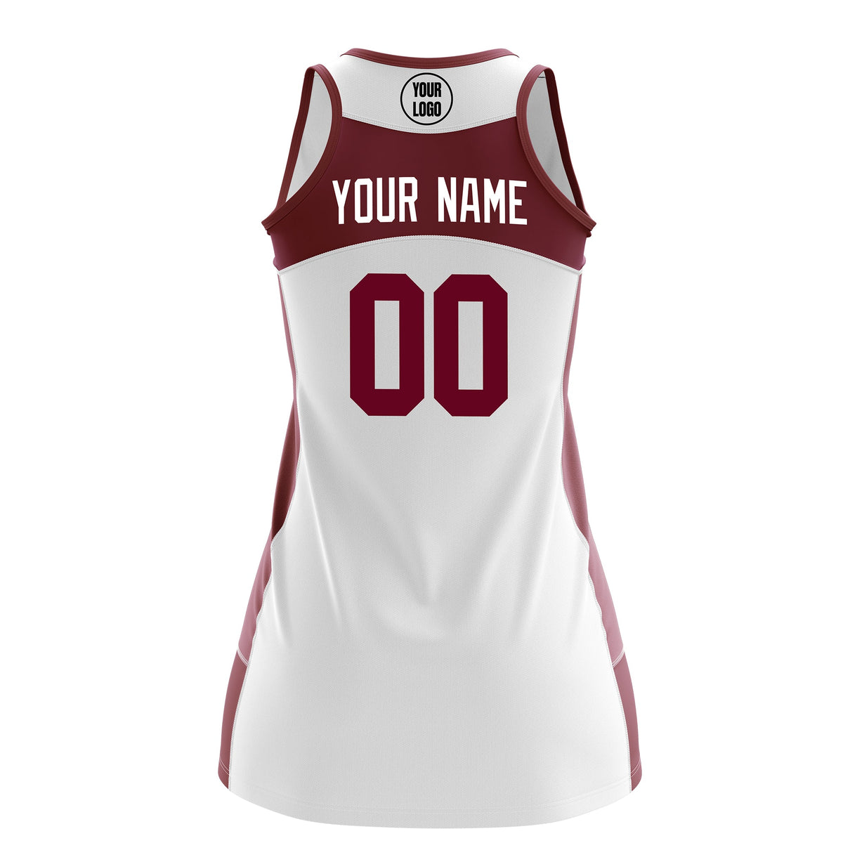 Custom Netball Dress | White Crimson Classic Style Two-Tone Match Day Uniform