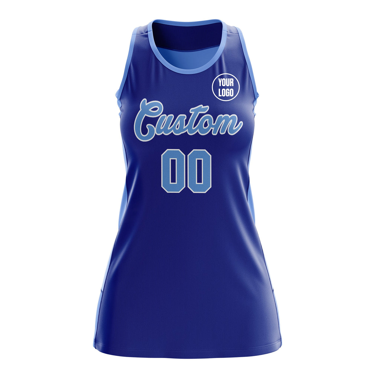 Custom Netball Dress | Royal Blue Powder Blue Classic Style Two-Tone Match Day Uniform