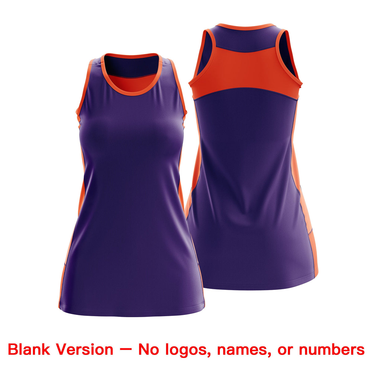 Custom Netball Dress | Purple Orange Classic Style Two-Tone Breathable Performance Sportswear