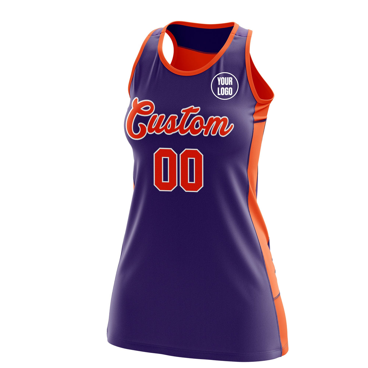 Custom Netball Dress | Purple Orange Classic Style Two-Tone Breathable Performance Sportswear