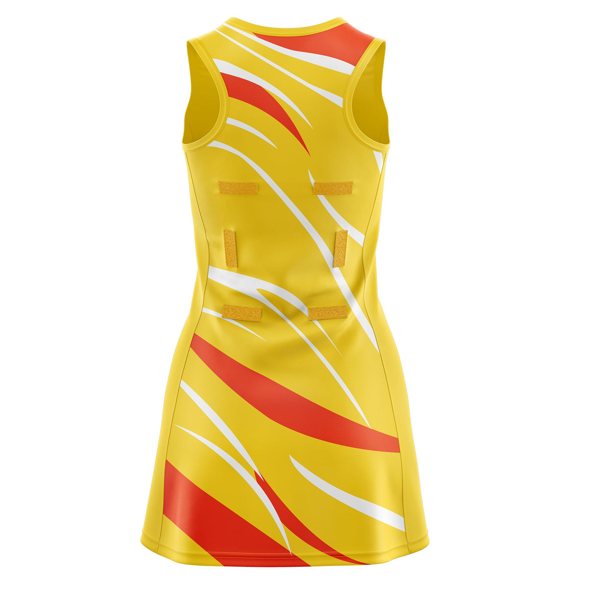 Custom Gold Orange Dynamic Stripes Breathable &amp; Quick-Drying Netball Dress