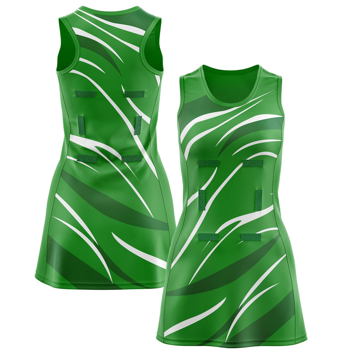 Custom Kelly Green Dark Green Dynamic Stripes Wrinkle-Resistant Netball Dress |KXKSHOP