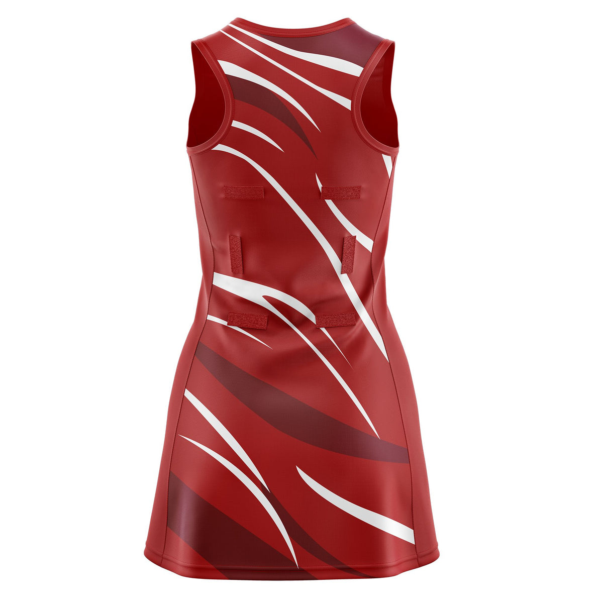 Custom Red Burgundy Dynamic Stripes Moisture-Wicking Netball Dress