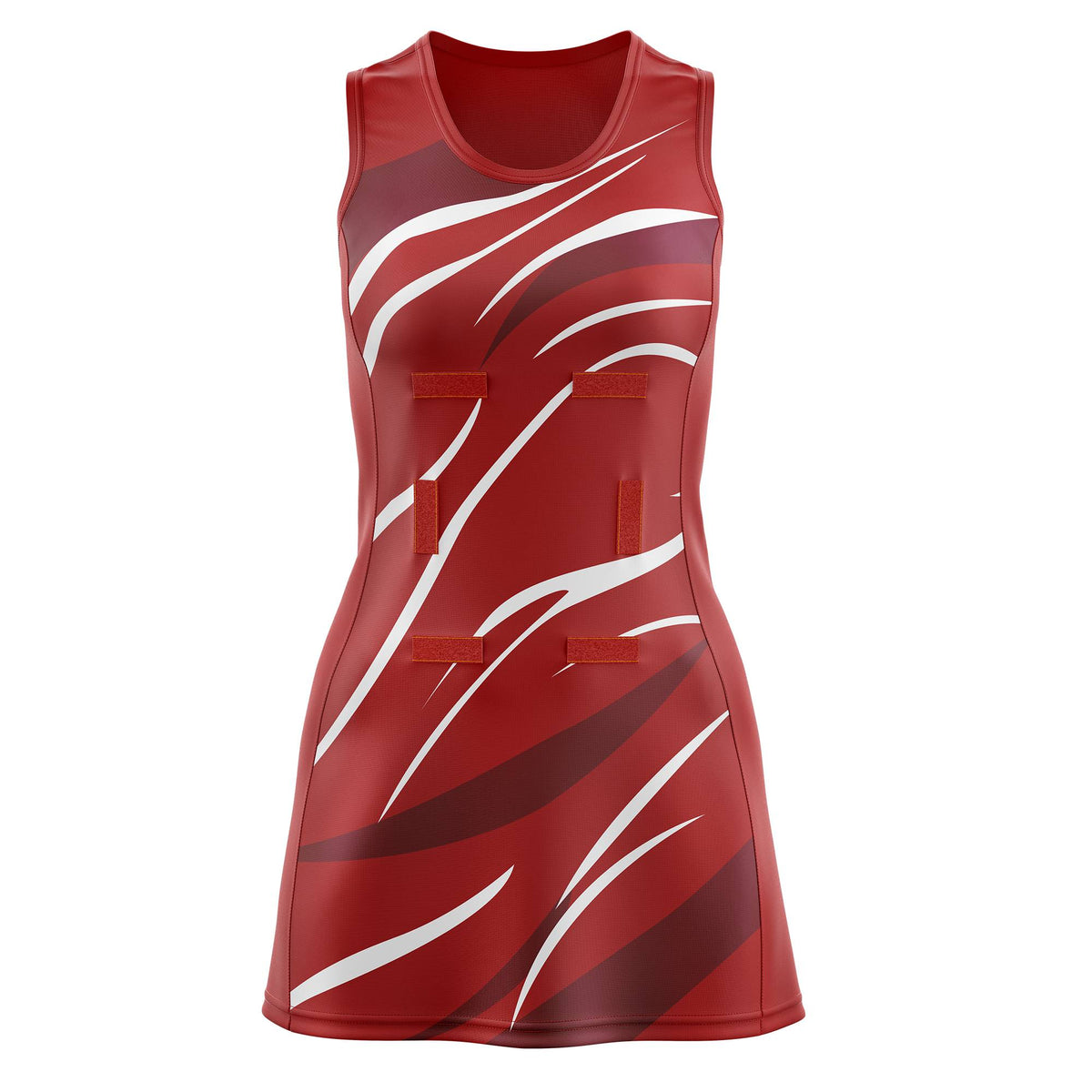 Custom Red Burgundy Dynamic Stripes Moisture-Wicking Netball Dress
