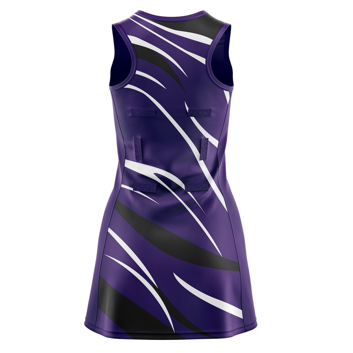 Custom Purple Black Dynamic Stripes Breathable &amp; Quick-Drying Netball Dress