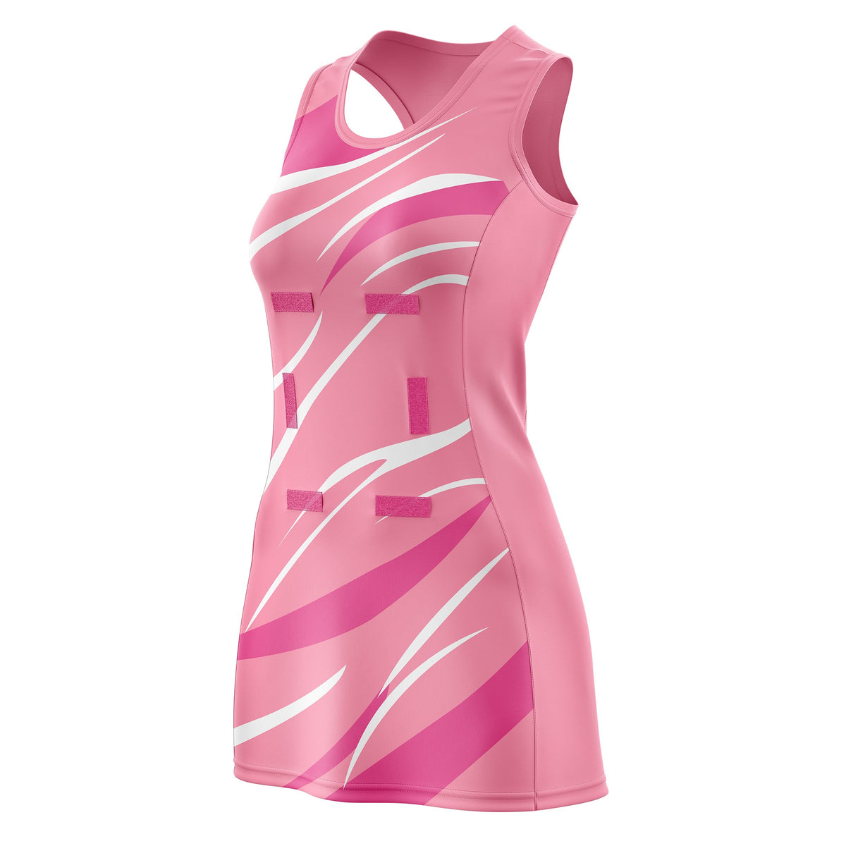 Custom Light Pink Pink Dynamic Stripes Lightweight &amp; Drapable Netball Dress