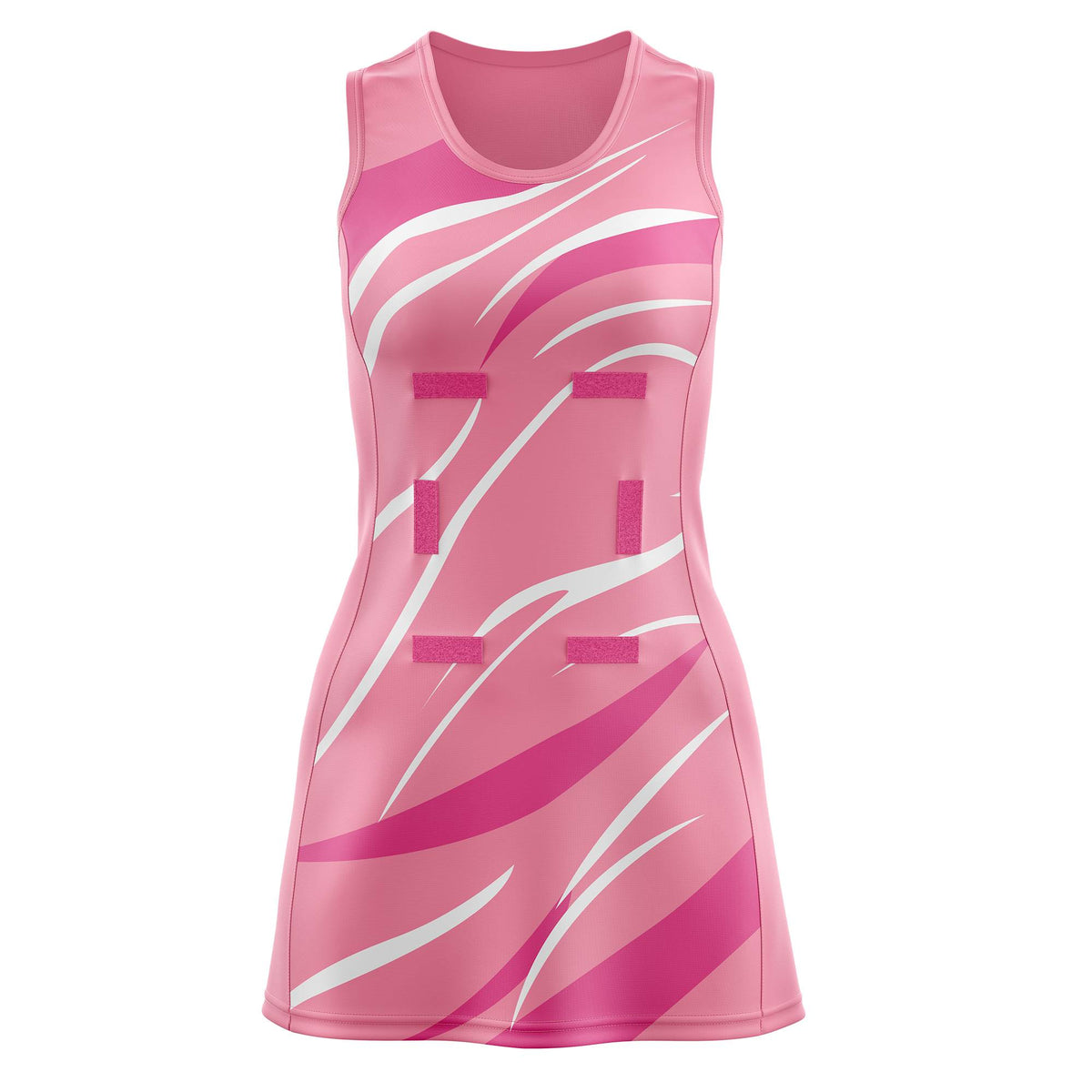 Custom Light Pink Pink Dynamic Stripes Lightweight &amp; Drapable Netball Dress