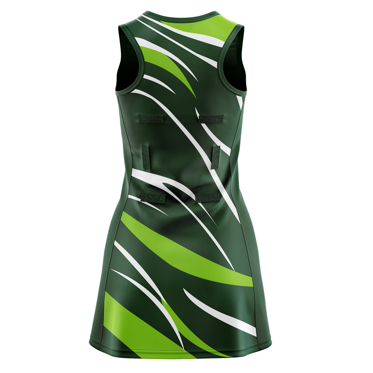 Custom Dark Green Neon Green Dynamic Stripes Wrinkle-Resistant Netball Dress