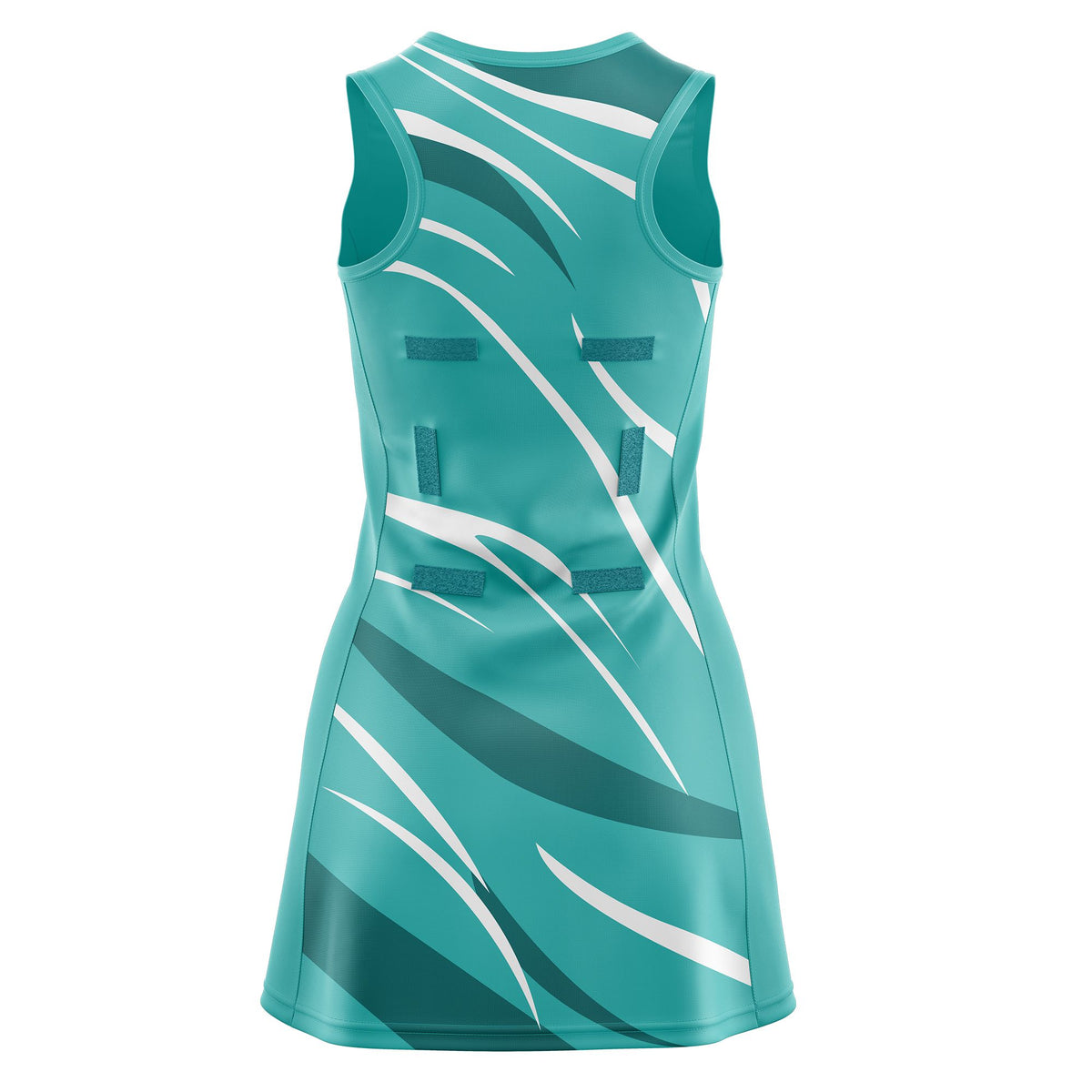 Custom Teal Teal Dynamic Stripes Breathable &amp; Quick-Drying Netball Dress