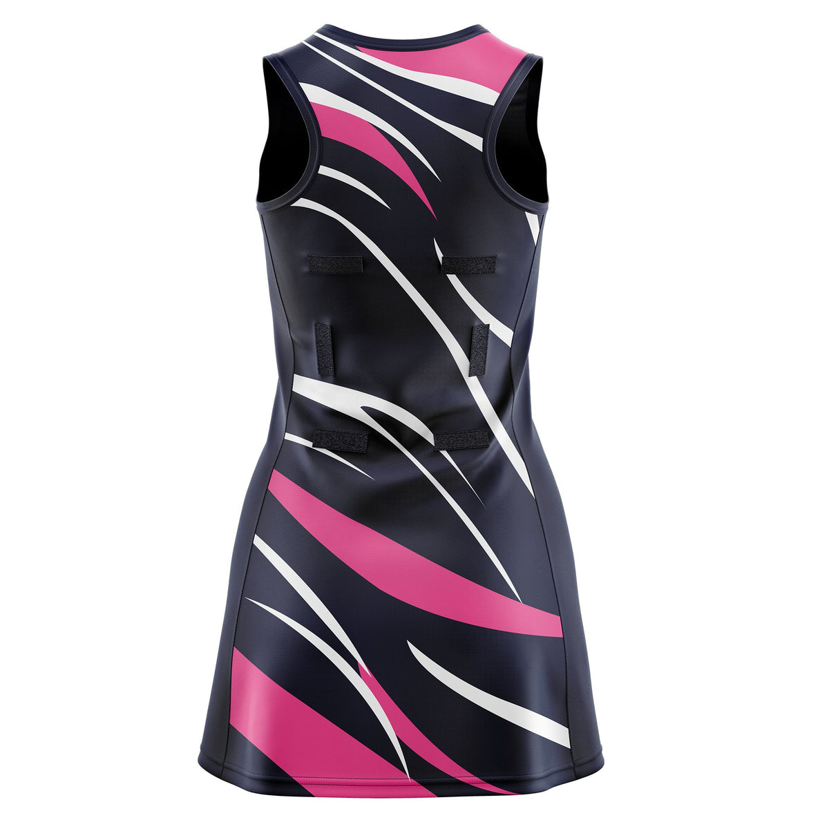 Custom Navy Pink Dynamic Stripes Lightweight &amp; Drapable Netball Dress
