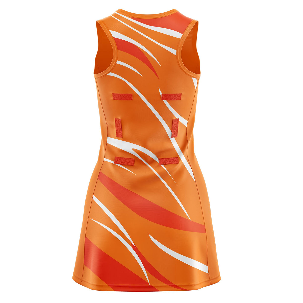 Custom Orange Orange Dynamic Stripes Lightweight &amp; Drapable Netball Dress