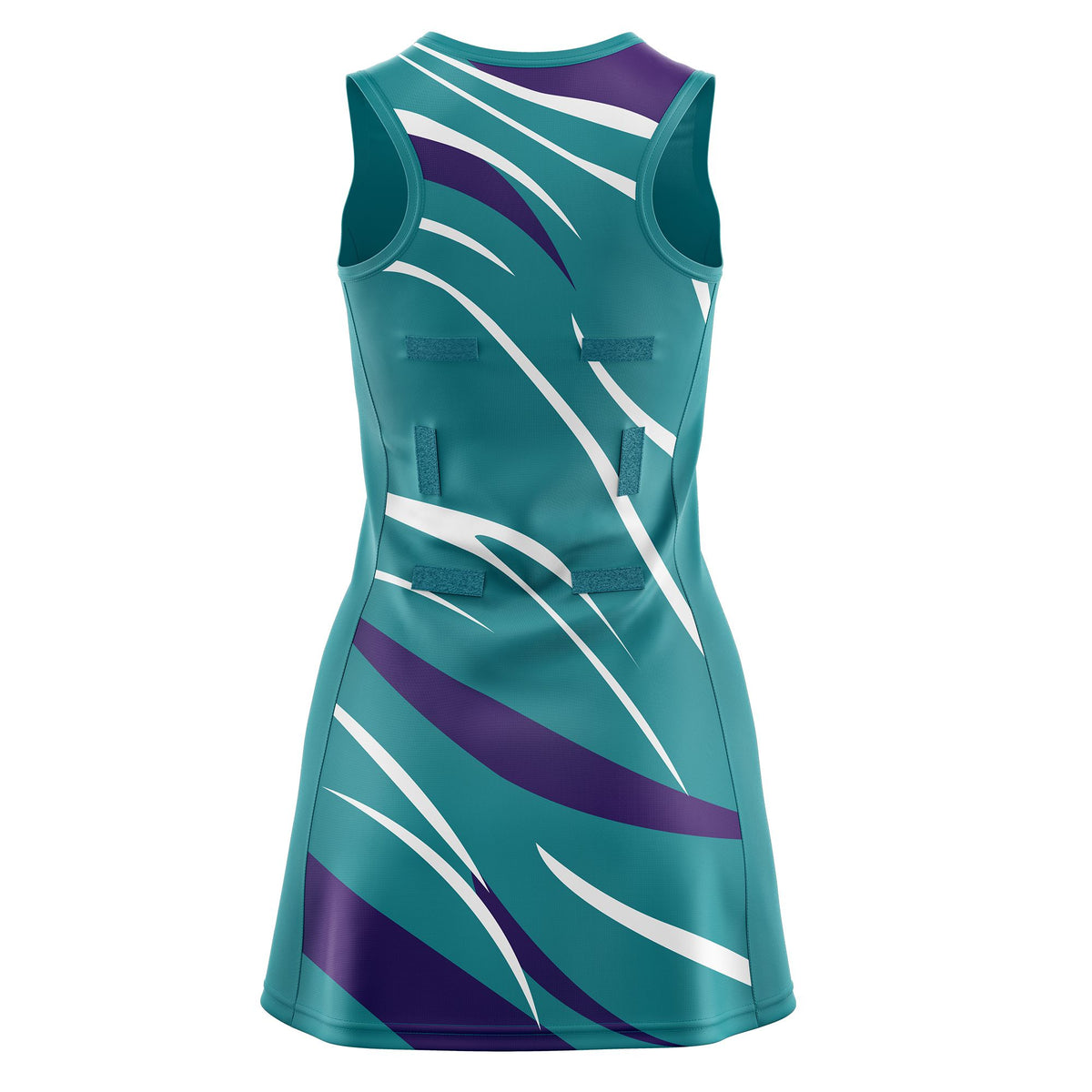 Custom Teal Purple Dynamic Stripes Moisture-Wicking Netball Dress