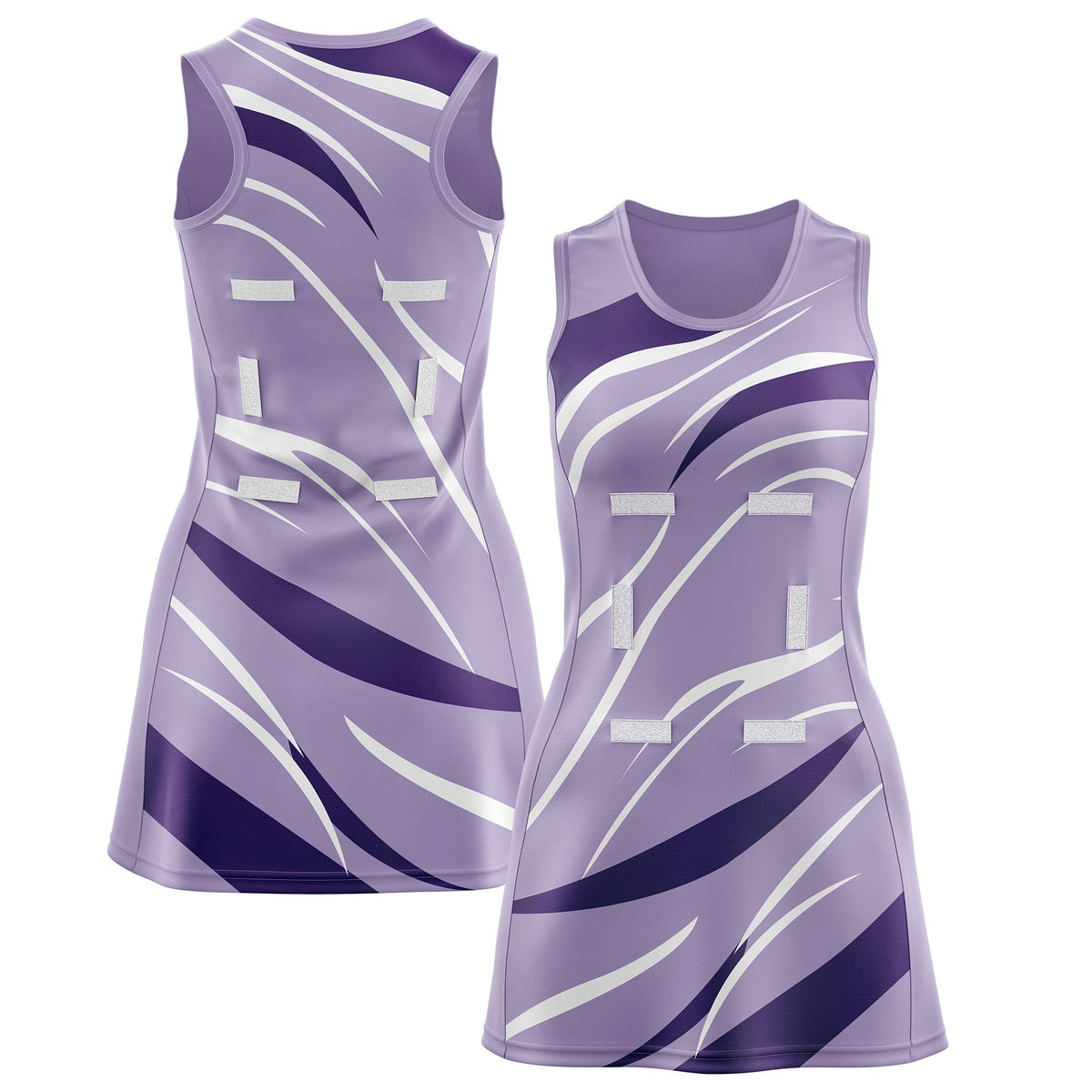 Custom Light Purple Purple Dynamic Stripes Lightweight &amp; Drapable Netball Dress |KXKSHOP