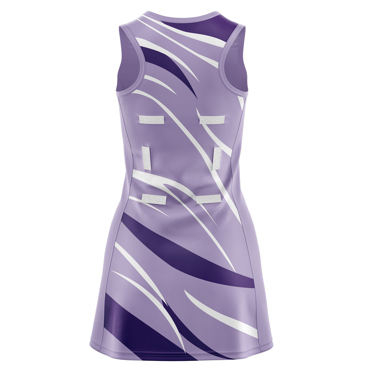 Custom Light Purple Purple Dynamic Stripes Lightweight &amp; Drapable Netball Dress