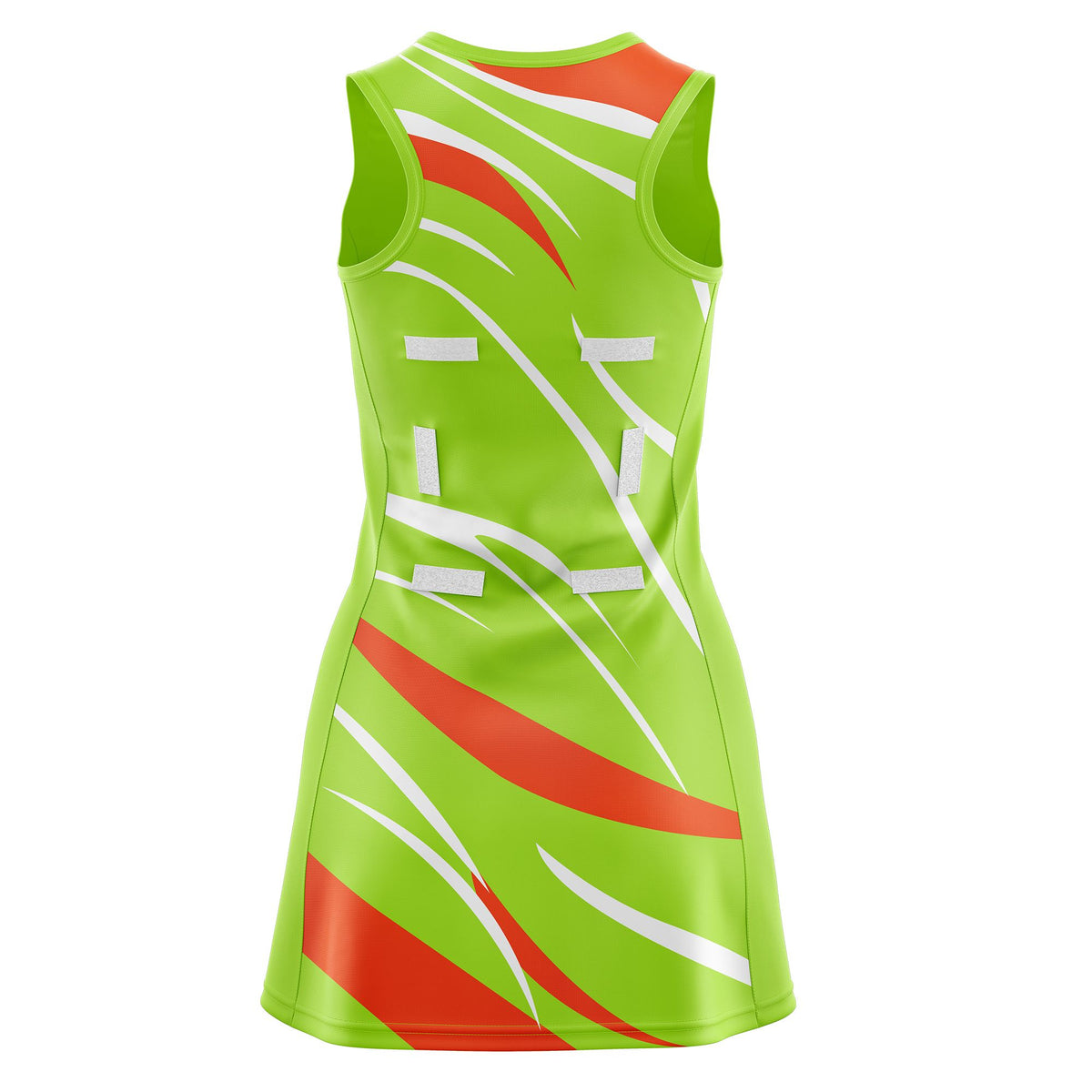 Custom Neon Green Orange Dynamic Stripes Breathable &amp; Quick-Drying Netball Dress