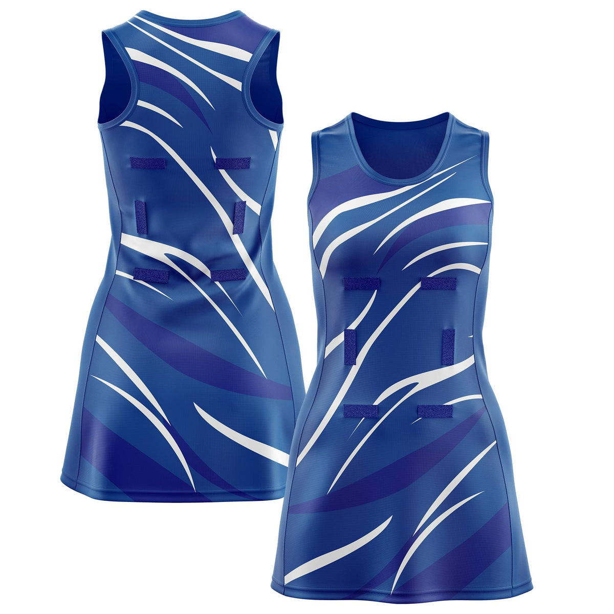 Custom Royal Royal Blue Dynamic Stripes Breathable &amp; Quick-Drying Netball Dress |KXKSHOP