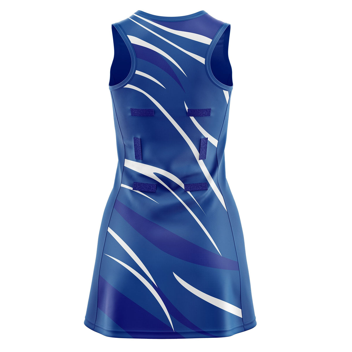 Custom Royal Royal Blue Dynamic Stripes Breathable &amp; Quick-Drying Netball Dress