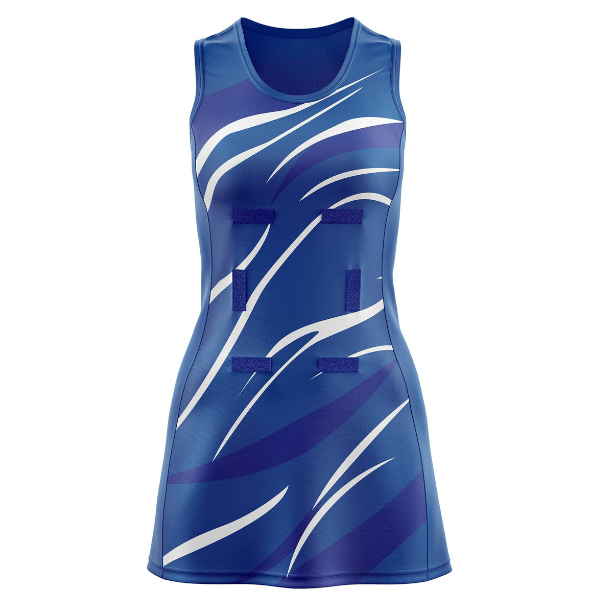 Custom Royal Royal Blue Dynamic Stripes Breathable &amp; Quick-Drying Netball Dress