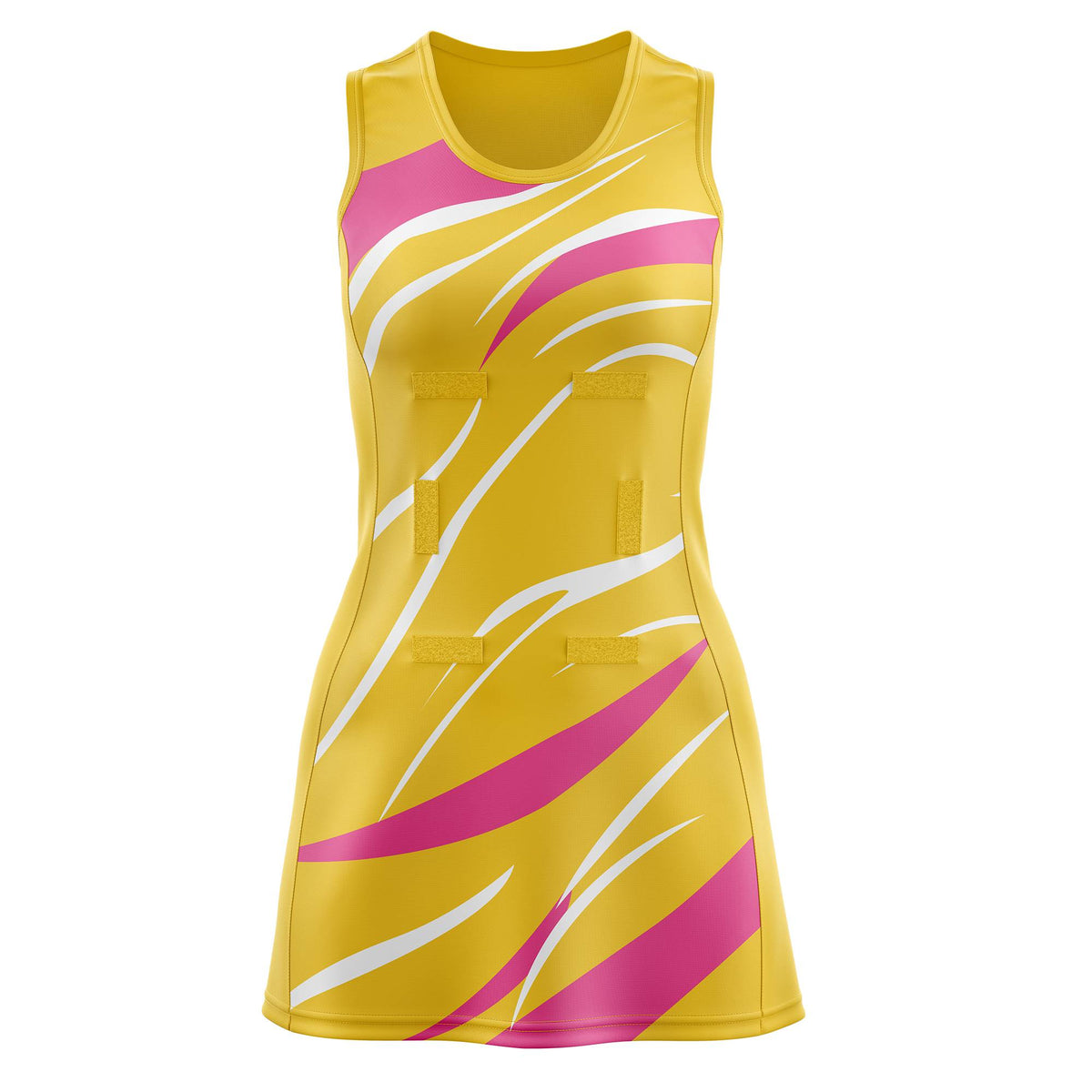 Custom Gold Pink Dynamic Stripes Lightweight &amp; Drapable Netball Dress