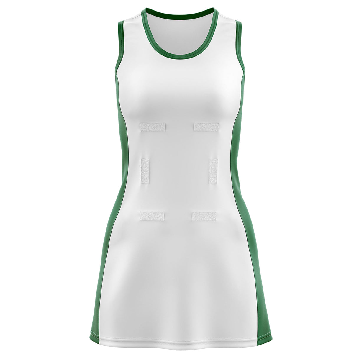 Custom White Kelly Green Color Block Two Tone Netball Dresses