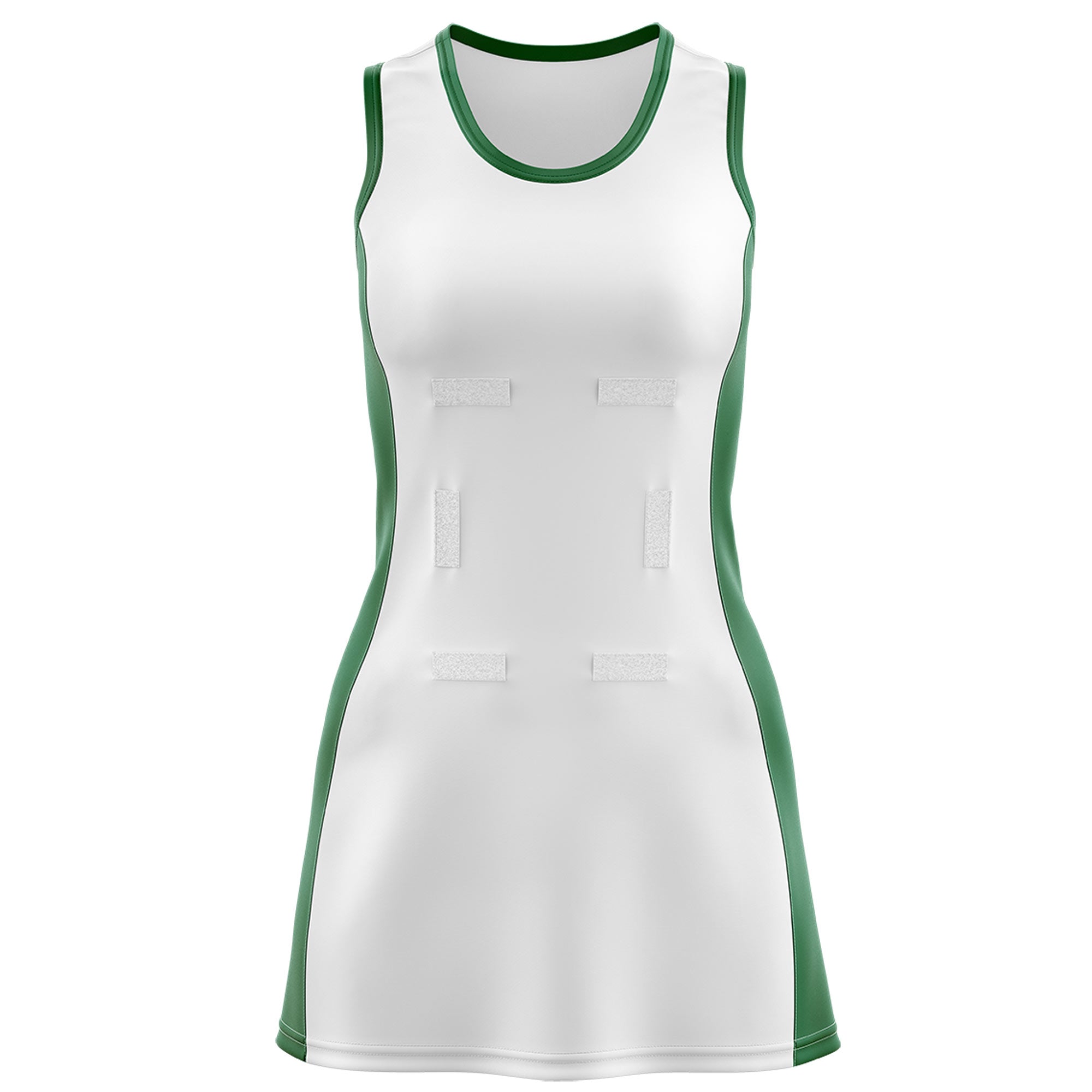 Custom White Kelly Green Color Block Two Tone Netball Dresses