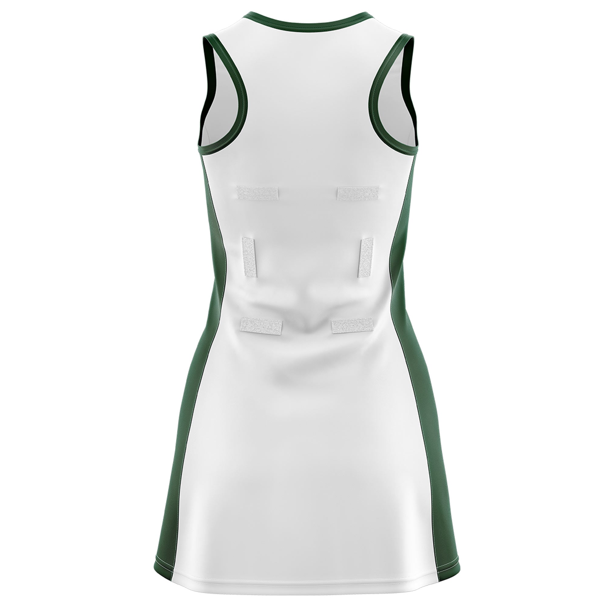 Custom White Hunter Green Color Block Two Tone Netball Dresses